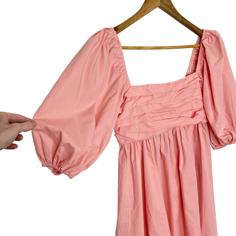 Abercrombie Fitch Poplin Puff Sleeve Mini Dress M Coquette Square Neck Prairie - Picture 2 of 11